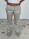 Lona low waist satin pants - Off-white/green