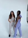 Hilja stribed linen pants - blue