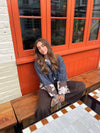 Suiva denim jacket with cow print – Blue/brown/white