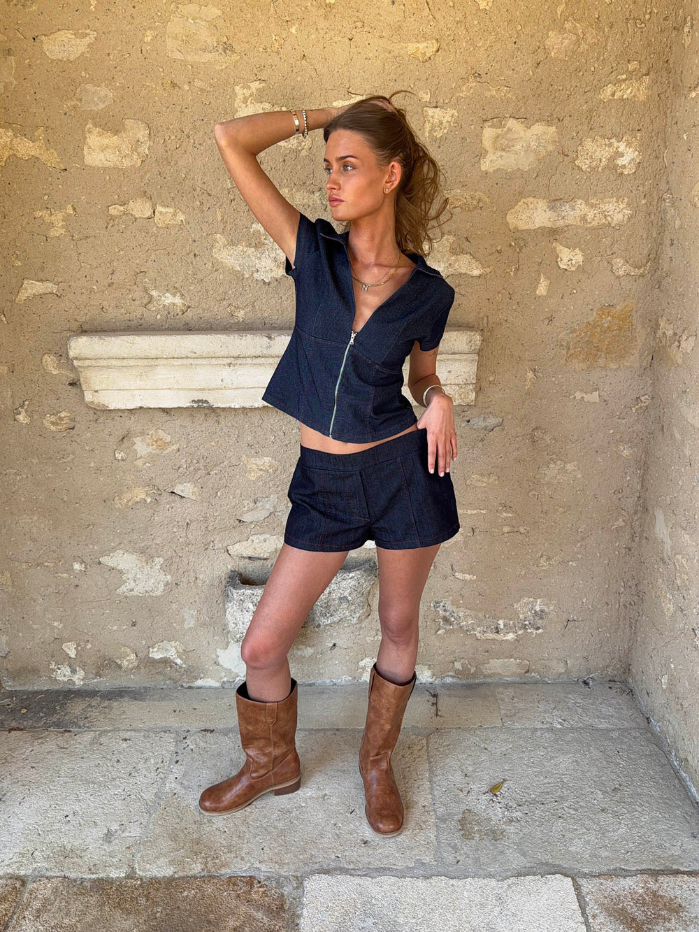 Helina denim shorts - Dark denim