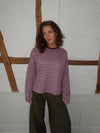 "Main character energy" blouse with stripes - Pink/brown/yellow