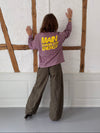 "Main character energy" blouse with stripes - Pink/brown/yellow