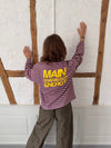 "Main character energy" blouse with stripes - Pink/brown/yellow