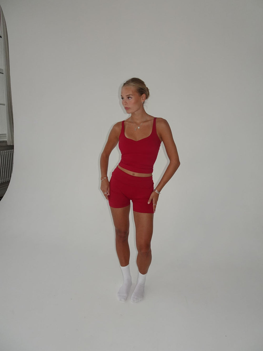 Folded essential shorts - Cherry