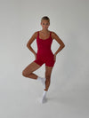 Folded essential shorts - Cherry
