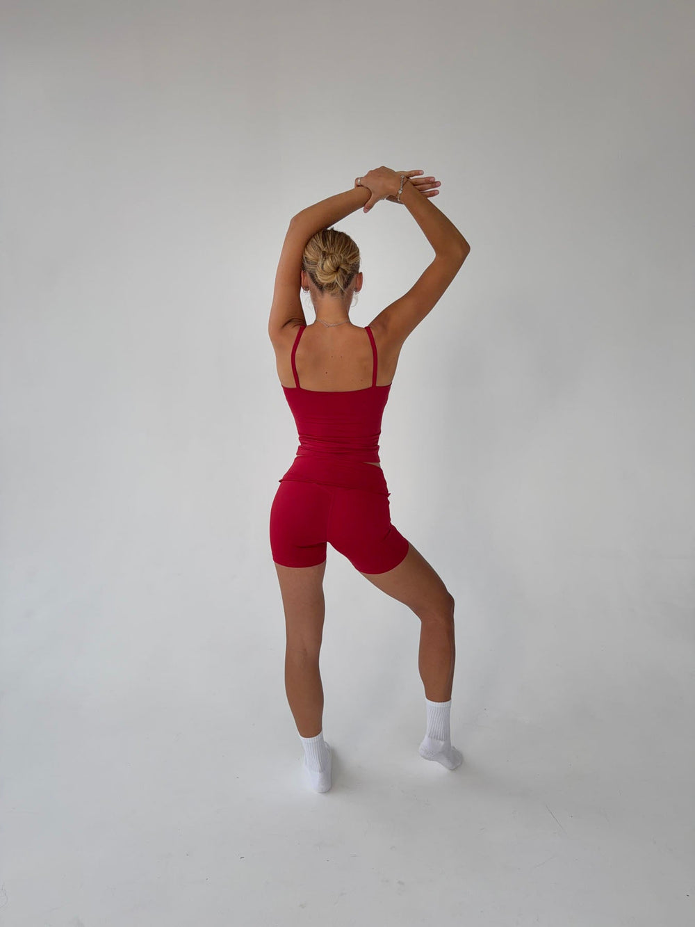 Folded essential shorts - Cherry