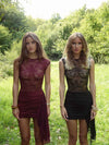 Olga mini dress with lace - Black