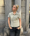 Josephine fitted shirt with short sleeves - Green/white