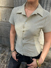 Josephine fitted shirt with short sleeves - Green/white