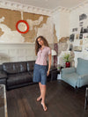 Josephine fitted shirt with short sleeves - Red/white