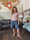 Josephine fitted shirt with short sleeves - Red/white