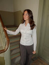 Alberte fitted shirt with stripes – Beige/white