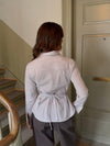 Alberte fitted shirt with stripes – Beige/white