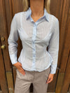 Alberte fitted shirt with stripes – Blue/white