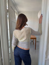 Margo fitted striped knit sweater - Grey/yellow