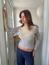 Margo fitted striped knit sweater - Grey/yellow