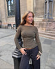 Lova fitted knit sweater - Khaki