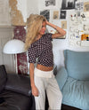 Florine fitted t-shirt with polka dots – Brown/white