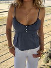 Paoline waist top with checkers - Blue/navy