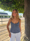 Paoline waist top with checkers - Blue/navy