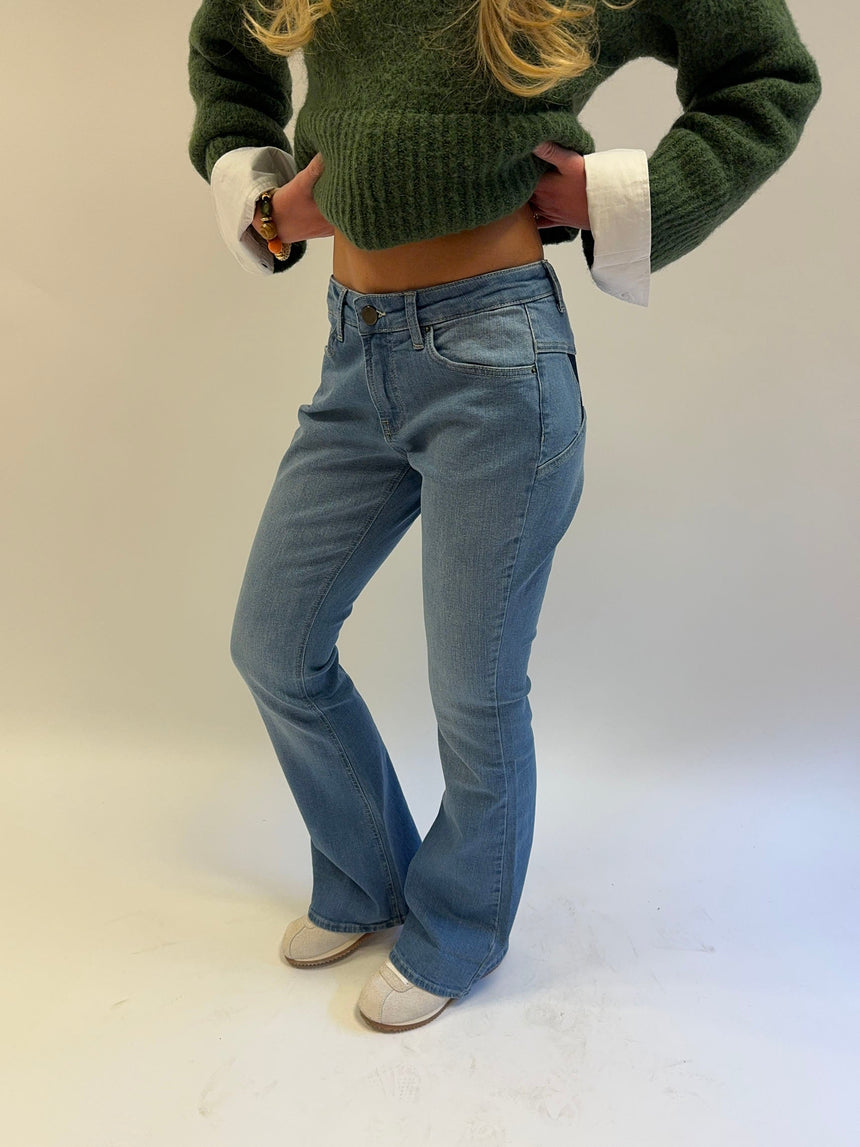 Flared star jeans with navy stars - Light denim