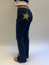 Flared star jeans with gold star - Dark denim