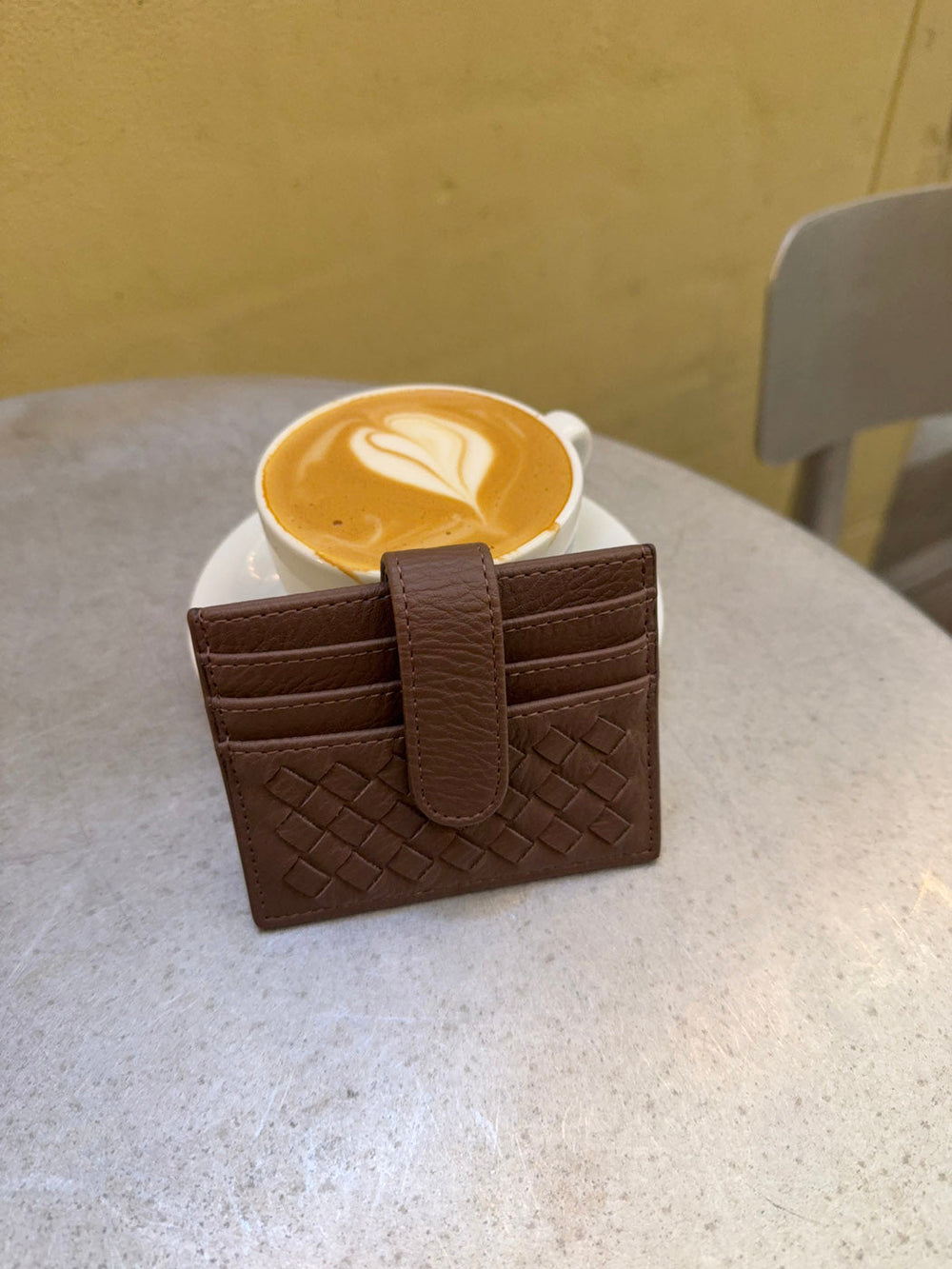 Boston woven card holder - Taupe