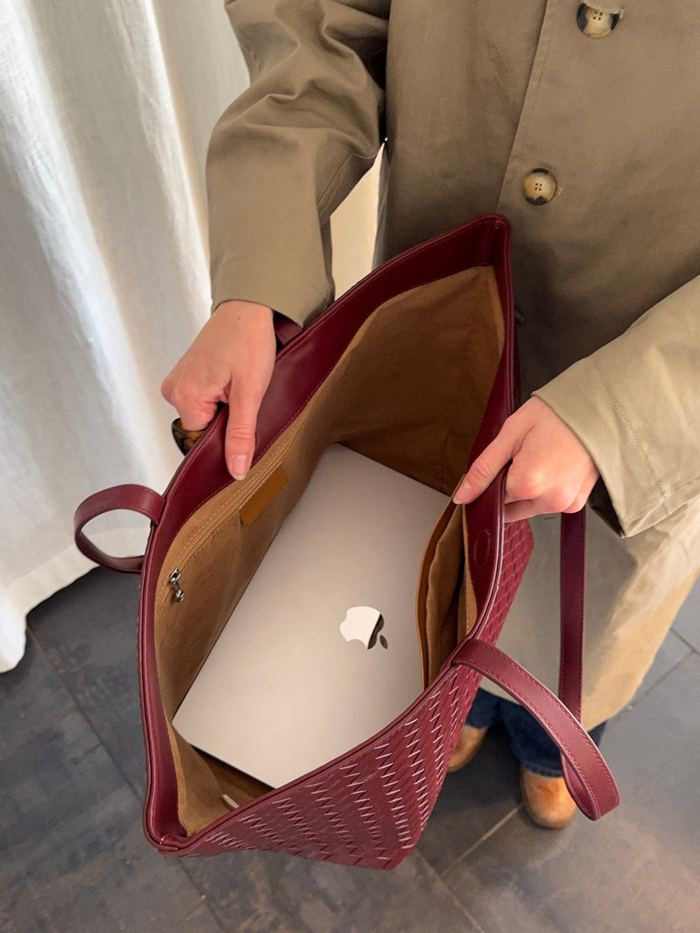 Chili shoulder bag in woven - Burgundy