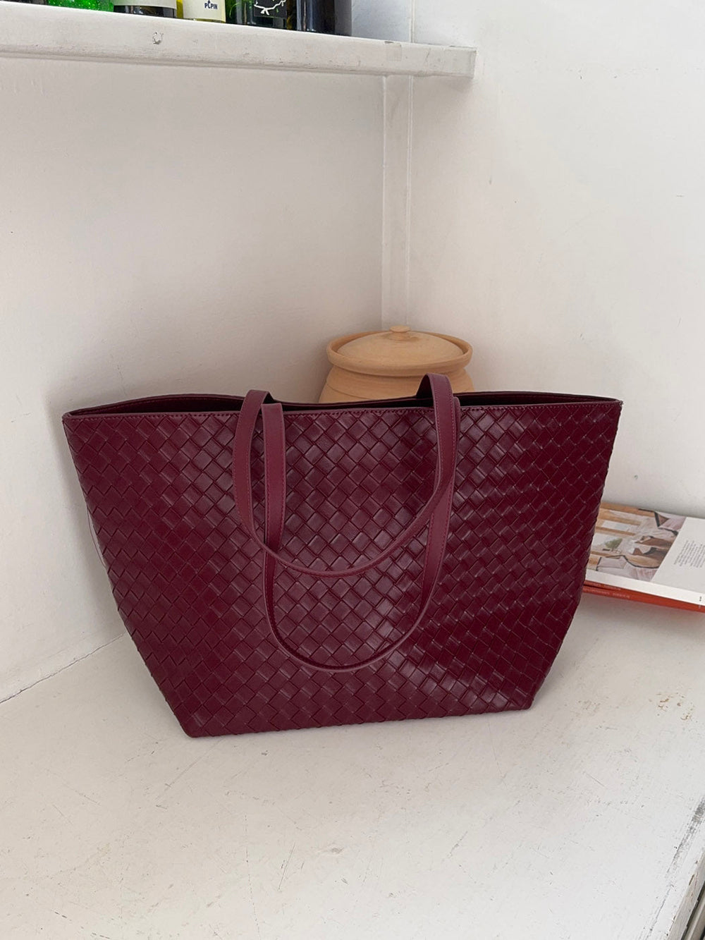 Chili shoulder bag in woven - Burgundy