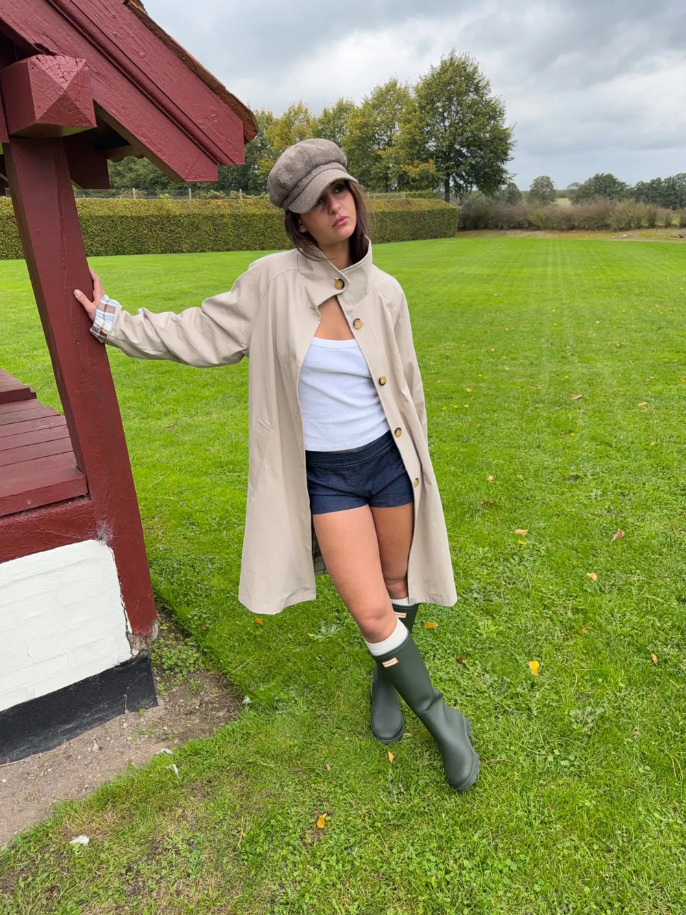 Sille coat with checkered lining - Beige