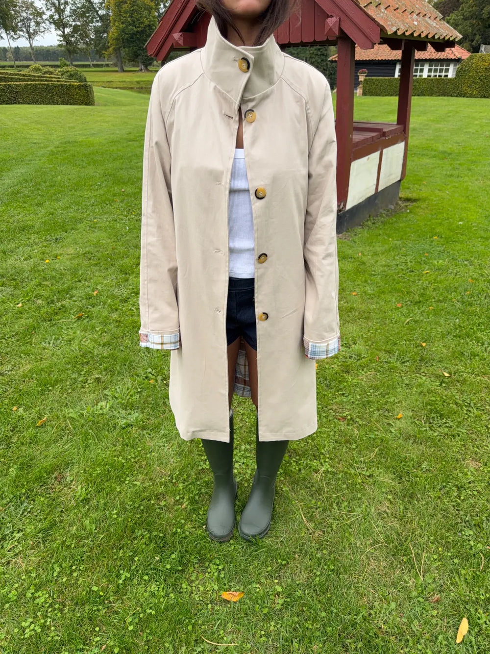 Sille coat with checkered lining - Beige
