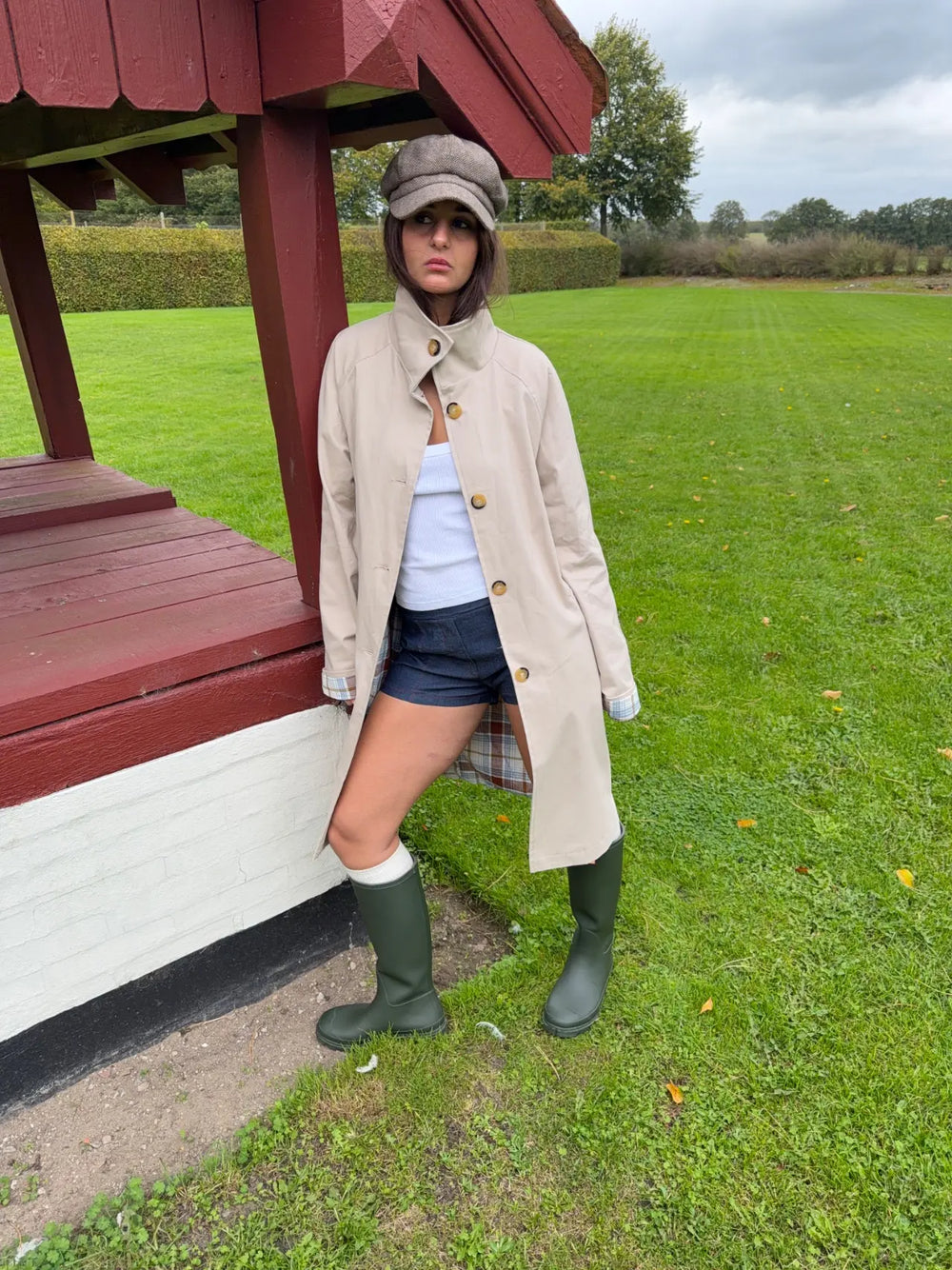Sille coat with checkered lining - Beige