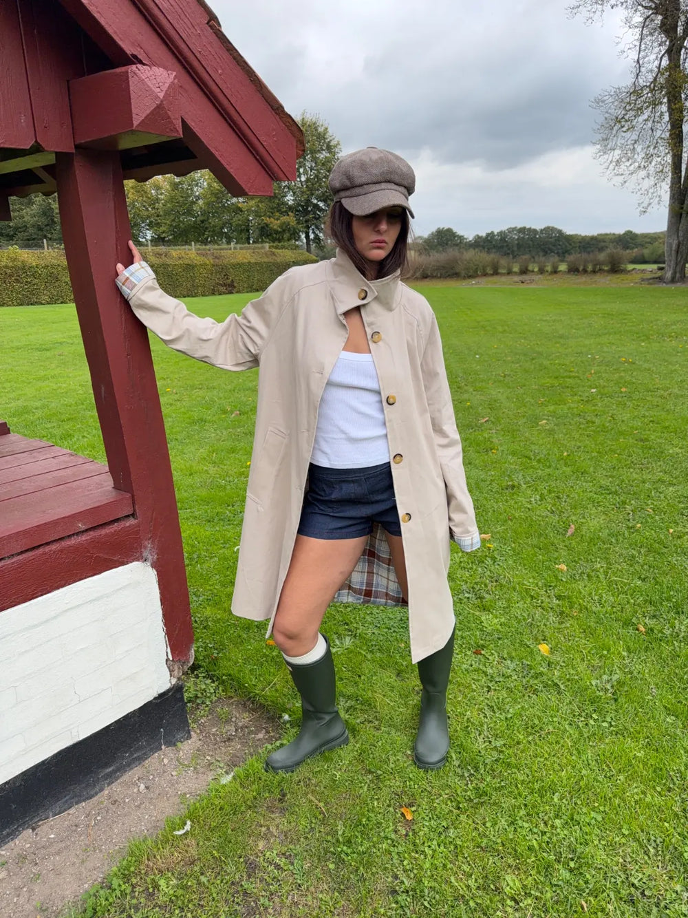 Sille coat with checkered lining - Beige
