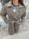 Esther coat with belt - Brown/grey