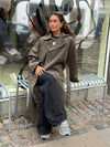 Esther coat with belt - Brown/grey
