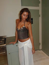 Belina glitter top with buttons - Brown