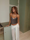 Belina glitter top with buttons - Brown