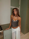 Belina glitter top with buttons - Brown