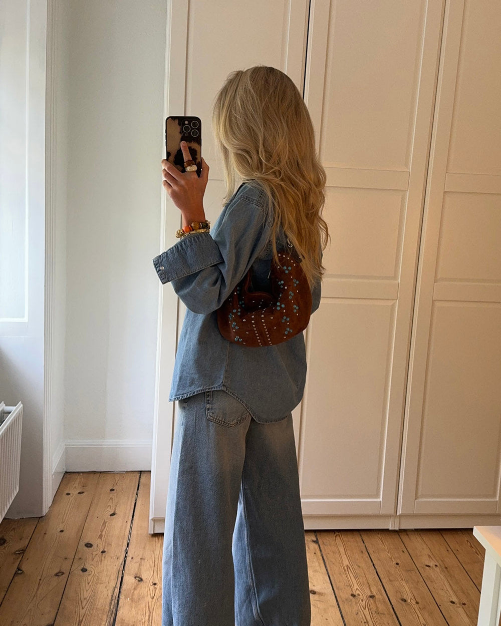 Indiana handbag in suede leather - Brown