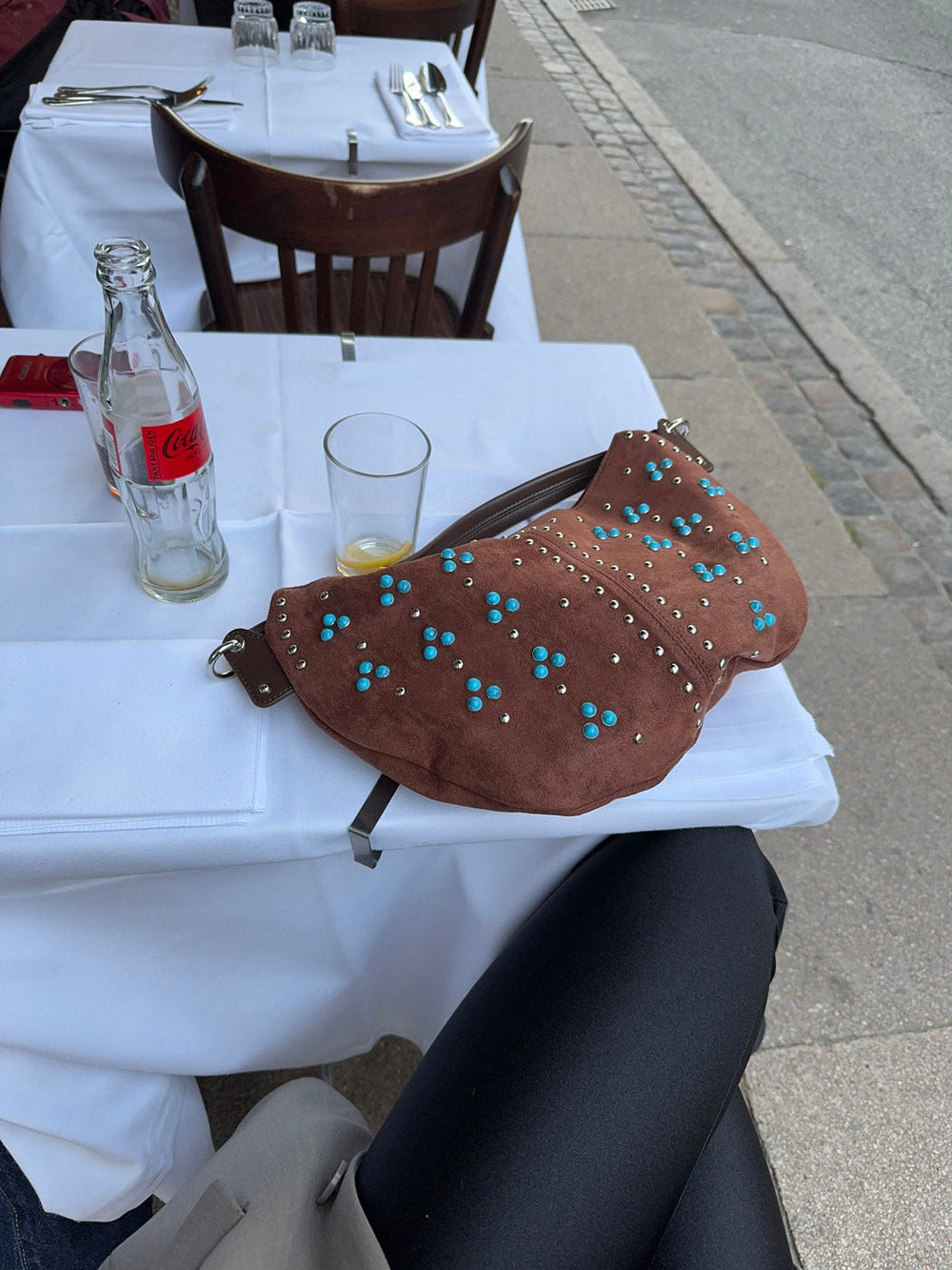 Indiana handbag in suede leather - Brown