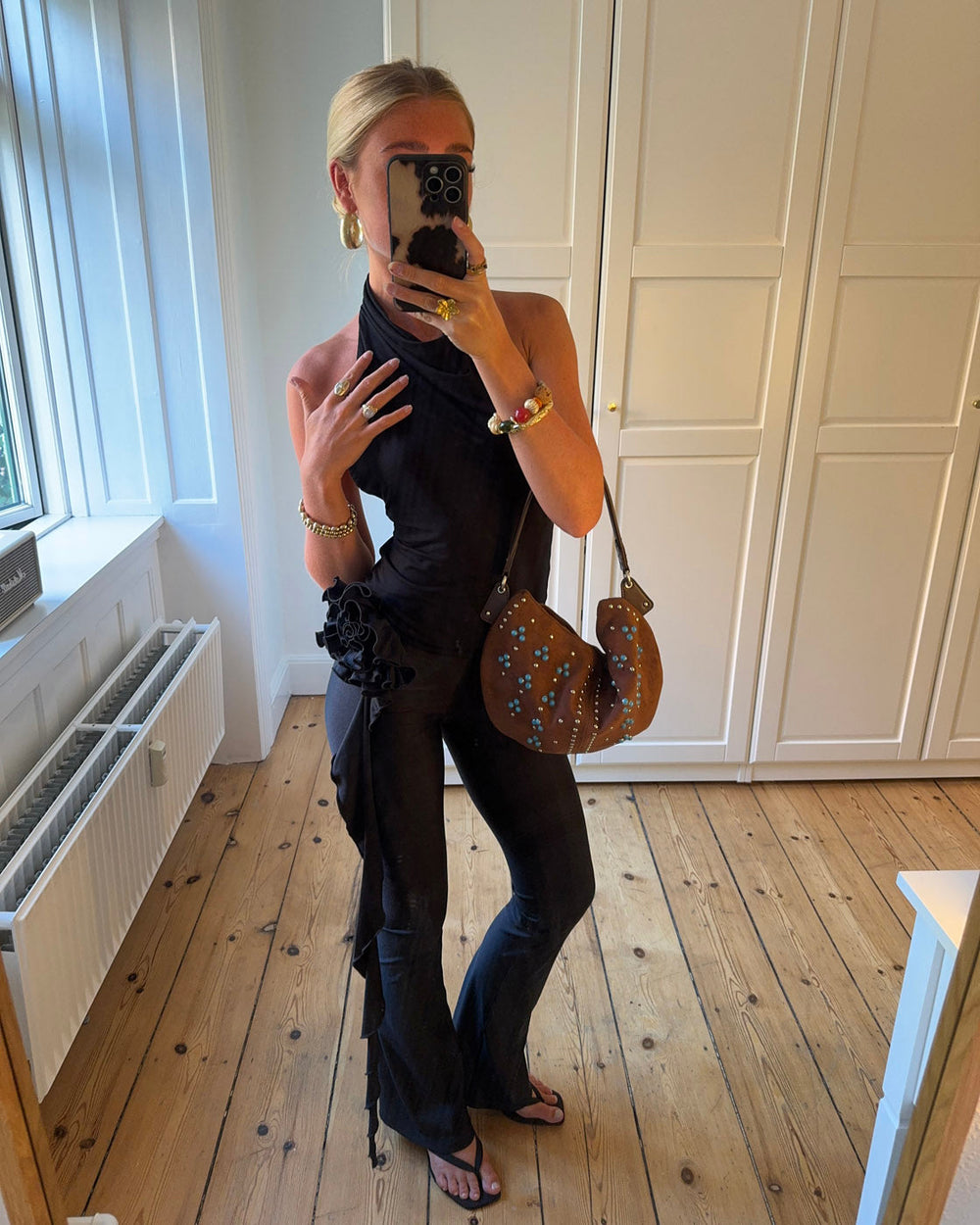 Indiana handbag in suede leather - Brown