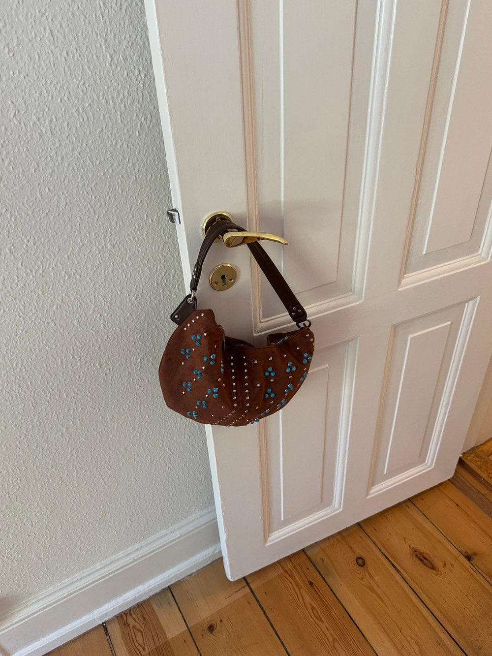 Indiana handbag in suede leather - Brown