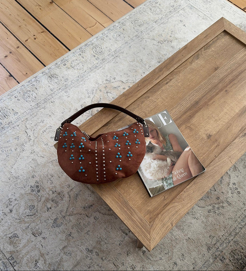 Indiana handbag in suede leather - Brown