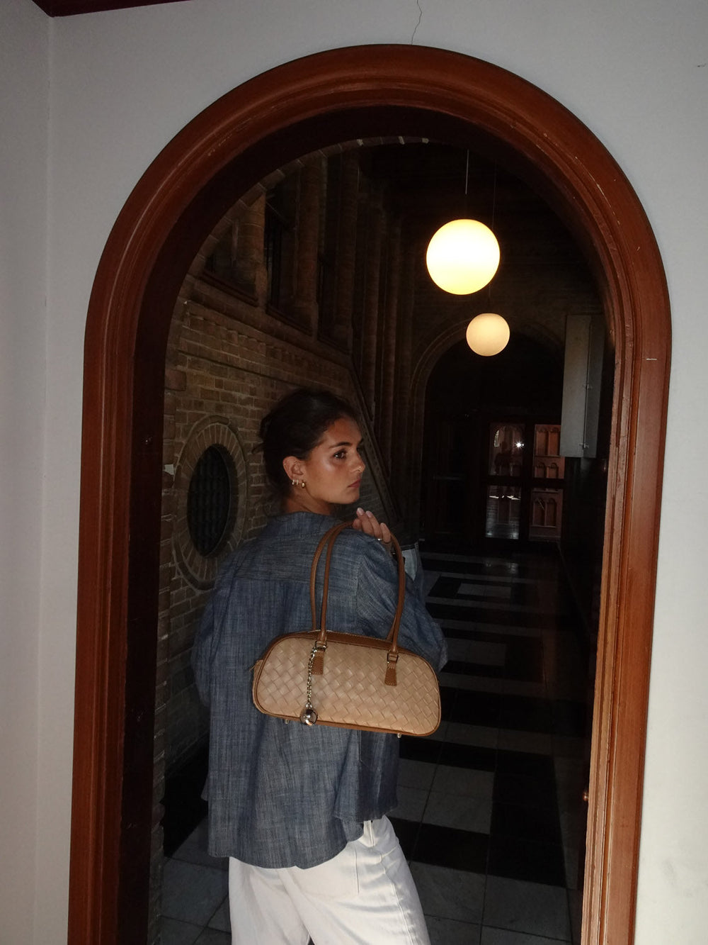 Noella handbag in woven - Beige