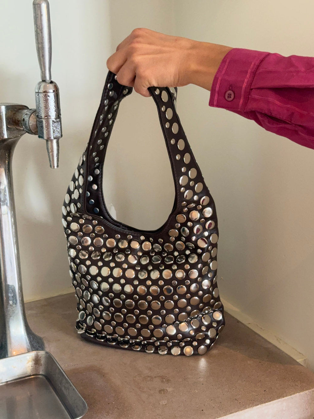 Zula handbag in leather - Brown