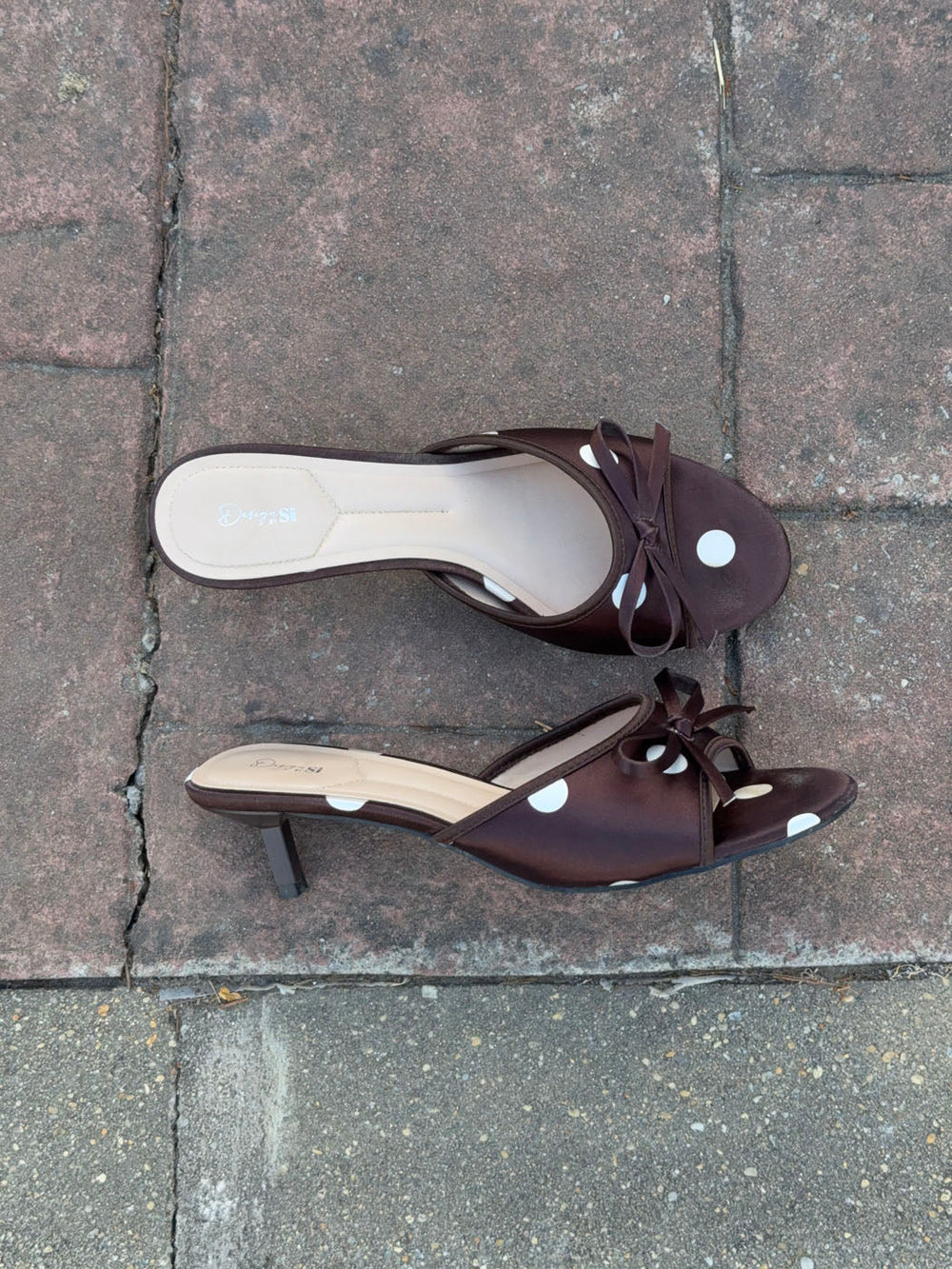 Rosita mules with polka dots - Brown/white
