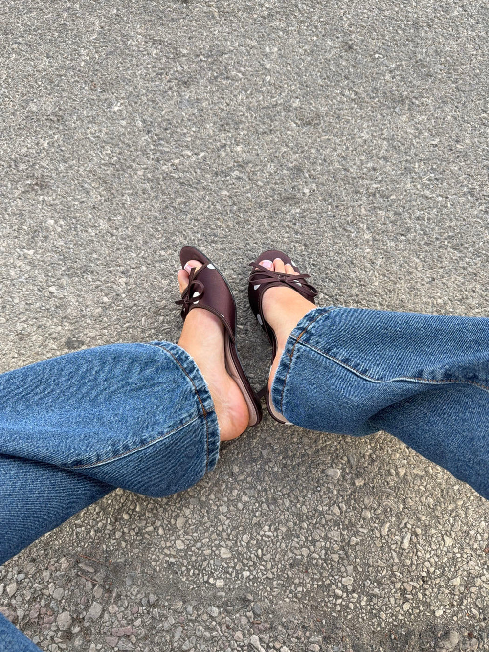 Rosita mules with polka dots - Brown/white