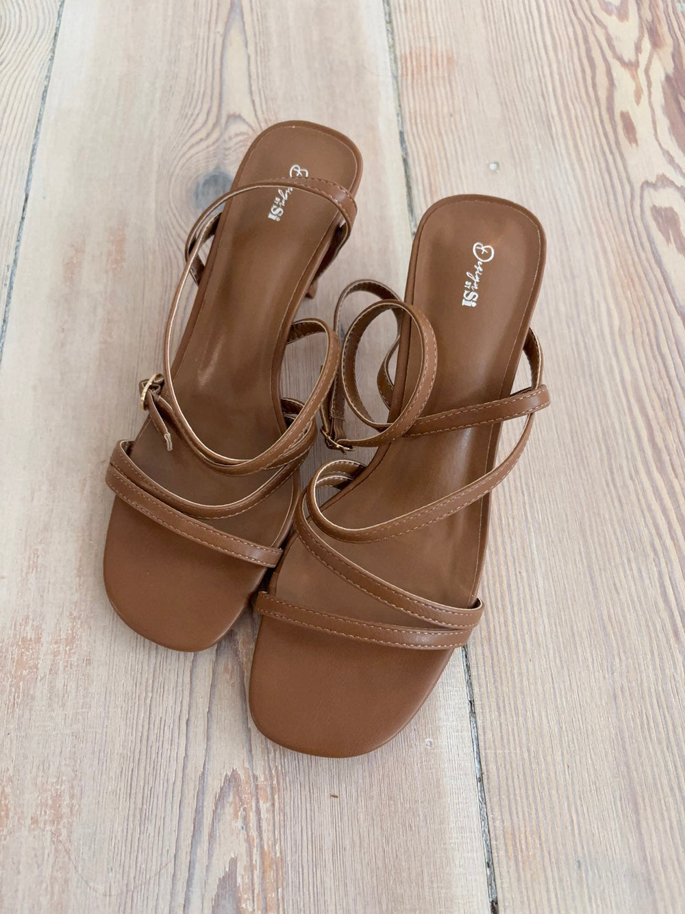 Whitney heels with wrapped leather detail - Brown