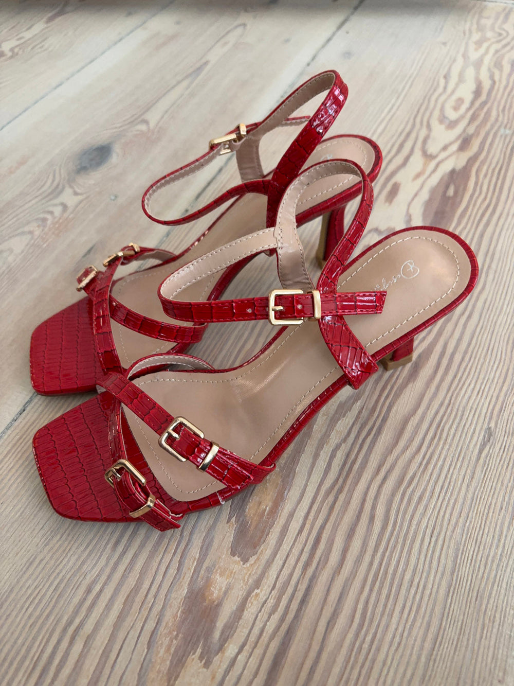Katianna heels with buckle details – Red