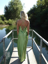 Talia halter satin dress - Green